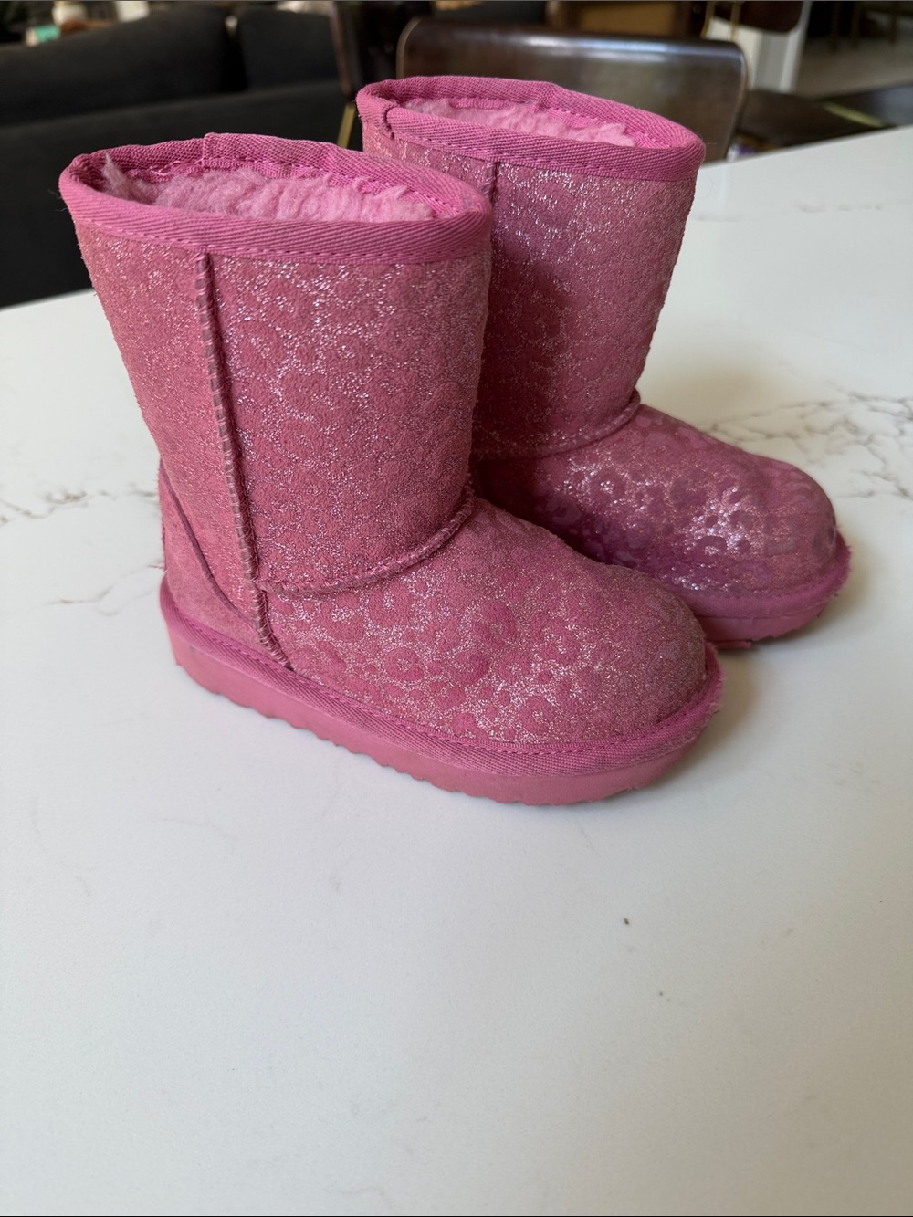 Ugg Kids Pink Sparkle Winter Boots - Cozy Slip-On Style